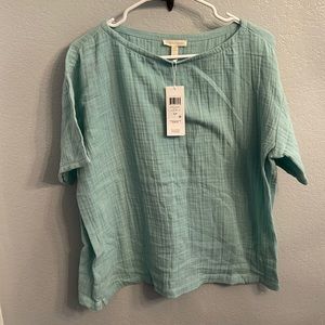 Eileen Fisher sea foam cream linen top